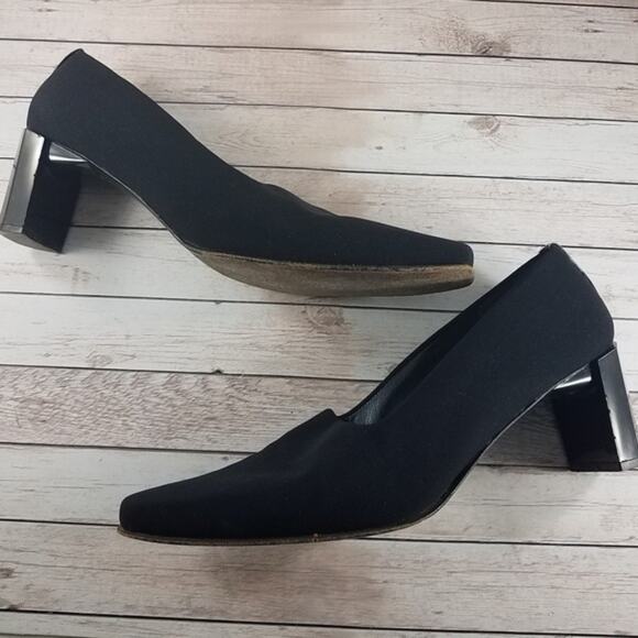 Stuart Weitzman square toe fabric block heel 8.5B - Picture 4 of 7